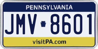 PA license plate JMV8601