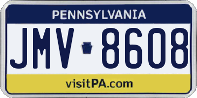 PA license plate JMV8608