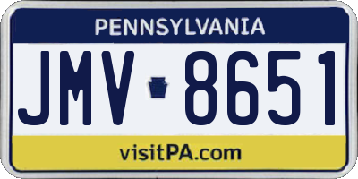PA license plate JMV8651