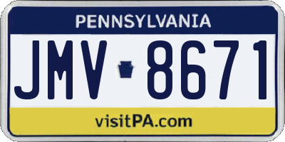 PA license plate JMV8671