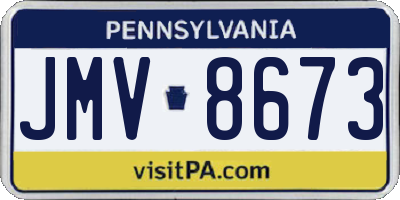PA license plate JMV8673