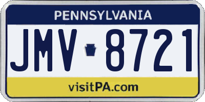 PA license plate JMV8721