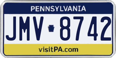 PA license plate JMV8742