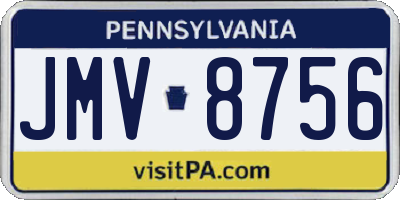 PA license plate JMV8756