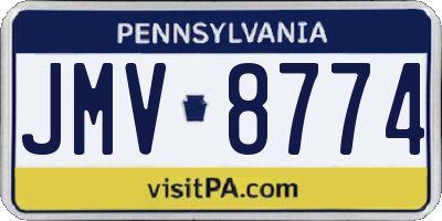 PA license plate JMV8774
