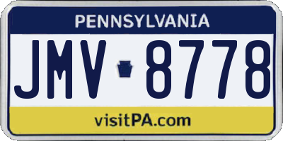 PA license plate JMV8778