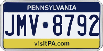 PA license plate JMV8792