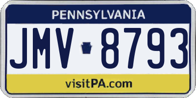 PA license plate JMV8793