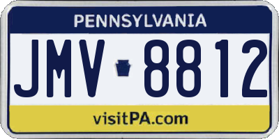 PA license plate JMV8812