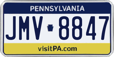 PA license plate JMV8847