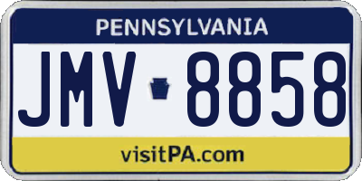 PA license plate JMV8858