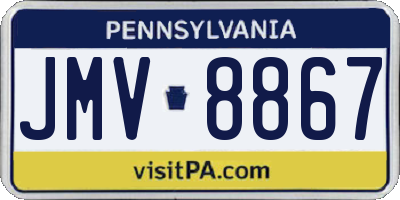 PA license plate JMV8867