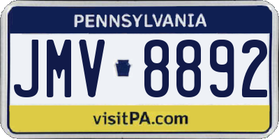 PA license plate JMV8892