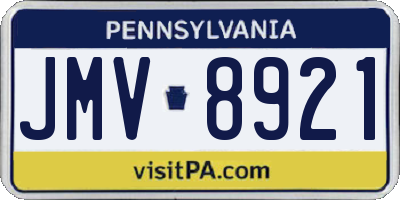 PA license plate JMV8921