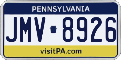 PA license plate JMV8926