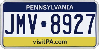 PA license plate JMV8927