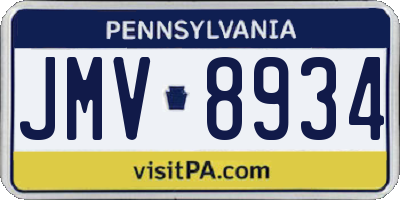 PA license plate JMV8934