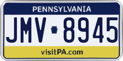 PA license plate JMV8945