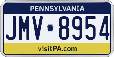 PA license plate JMV8954