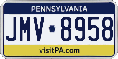PA license plate JMV8958