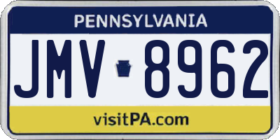 PA license plate JMV8962