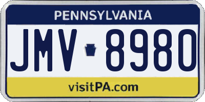 PA license plate JMV8980