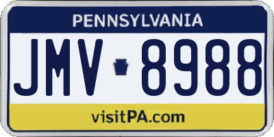 PA license plate JMV8988