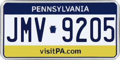 PA license plate JMV9205