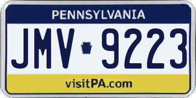 PA license plate JMV9223
