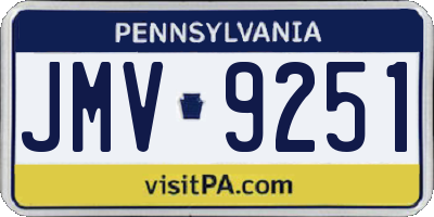 PA license plate JMV9251