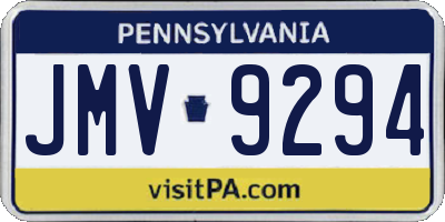PA license plate JMV9294