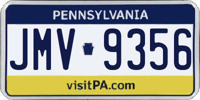 PA license plate JMV9356