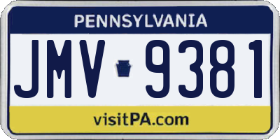 PA license plate JMV9381
