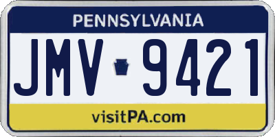 PA license plate JMV9421