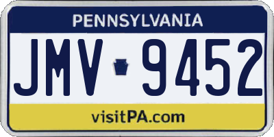 PA license plate JMV9452