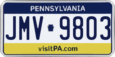 PA license plate JMV9803