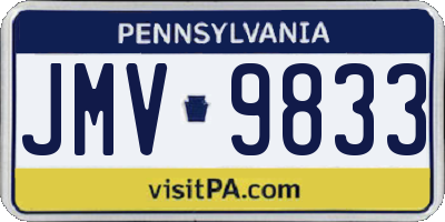 PA license plate JMV9833