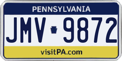 PA license plate JMV9872