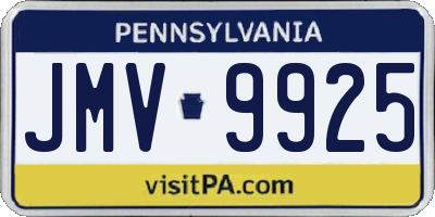 PA license plate JMV9925