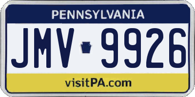 PA license plate JMV9926
