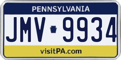 PA license plate JMV9934
