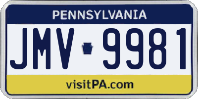 PA license plate JMV9981