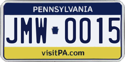PA license plate JMW0015