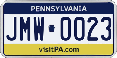 PA license plate JMW0023