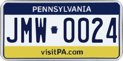 PA license plate JMW0024