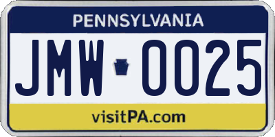 PA license plate JMW0025
