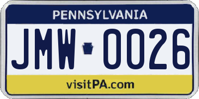 PA license plate JMW0026