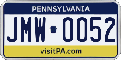 PA license plate JMW0052