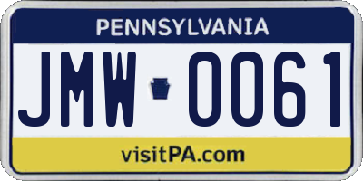 PA license plate JMW0061