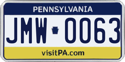 PA license plate JMW0063